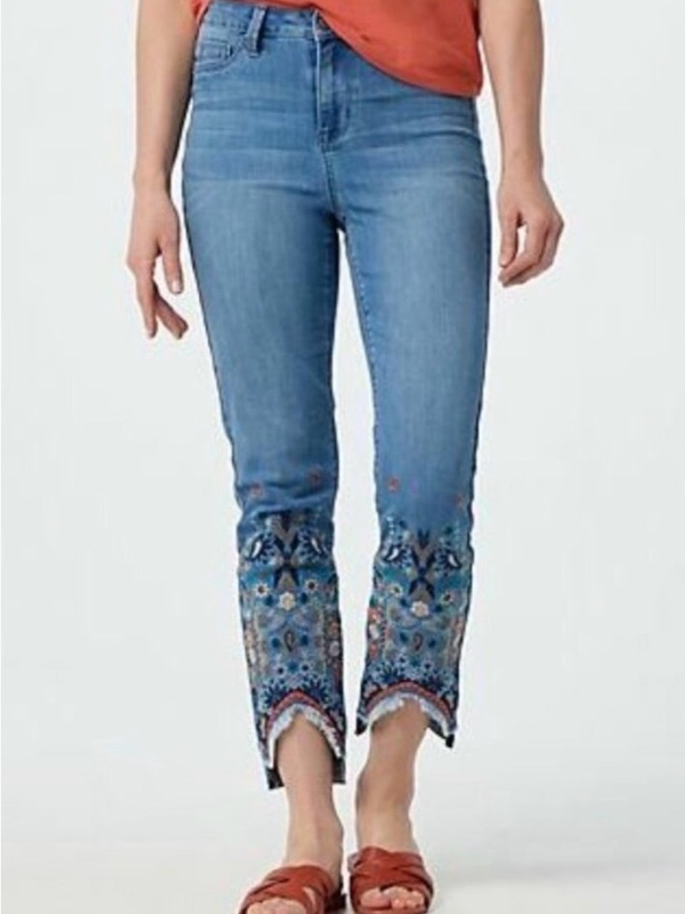 Laurie Felt Embroidered Medium Blue Skinny Jeans
